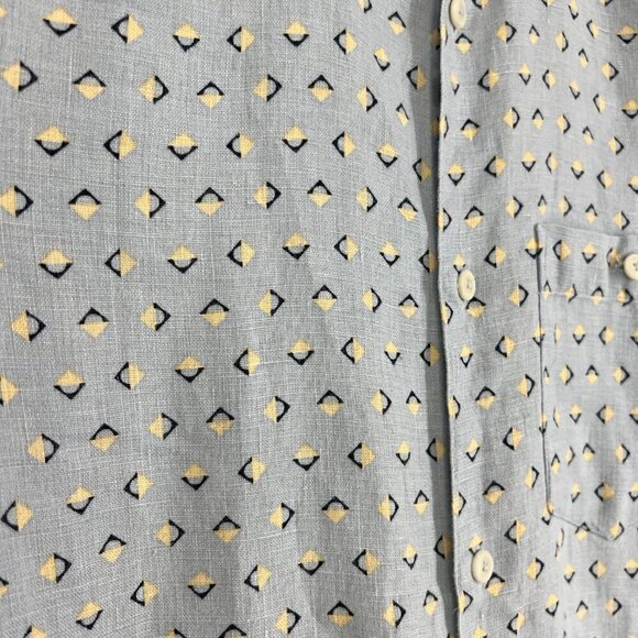 Ted Baker 100% Linen Arnel Geometric Print Button Down Summer Shirt Sz 4 (Large) - Picture 4 of 15
